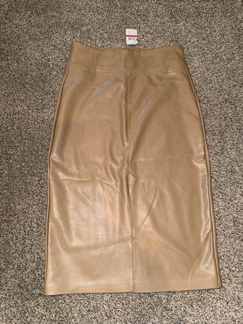 Laundry By Shelli Segal Faux Leather Midi Skirt Size XS Caramel